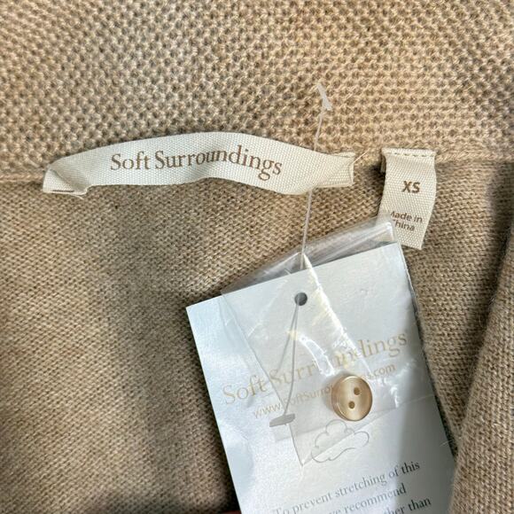 Soft Surroundings Cardigan Cream Tan Wool Cashmere Size XS NEW Sweater Top - Picture 8 of 9